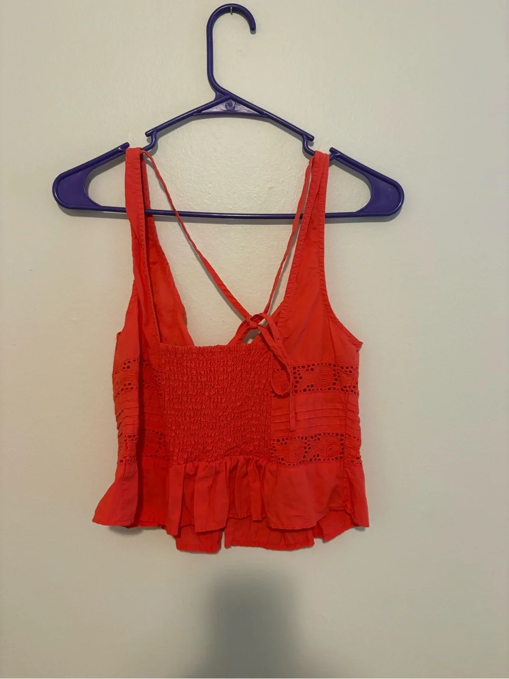 Women’s Free People Coral Eyelet Peplum Button-Front Tank Top